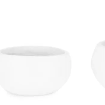 Set ghivece pentru exterior 3 piese Hoian, Bizzotto, O55 x 25 cm, fibra de ciment si argila, alb imagine