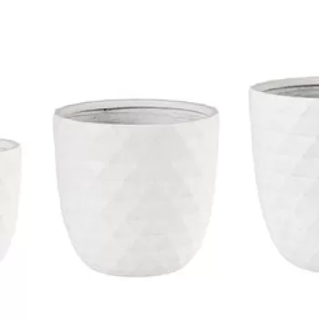 Set ghivece pentru exterior 3 piese Pyramid, Bizzotto, 44 x 44 x 43 cm, fibra de sticla, alb imagine