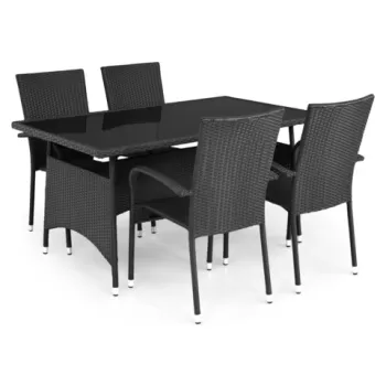 Set gradina/terasa, masa + 4 scaune, Presley, otel, negru imagine