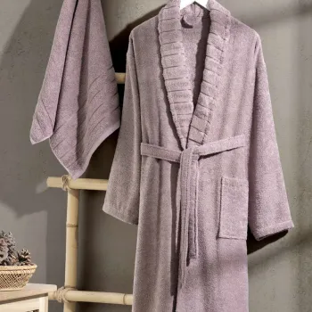 Set halat si prosop de baie, L'essentiel Maison, Carla, Mov pruna imagine