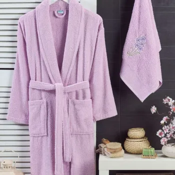 Set halat si prosop de baie, L'essentiel Maison, Cora, Lila imagine