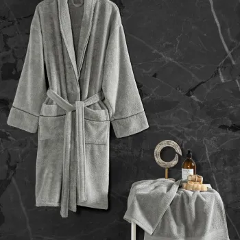 Set halat si prosop de baie, L'essentiel Maison, Exclusive, Gri imagine