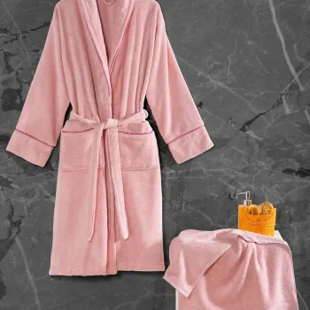 Set halat si prosop de baie, L'essentiel Maison, Exclusive, Roz pudra imagine