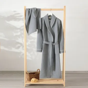 Set halat si prosop de baie, L'essentiel Maison, Soho, 65% bumbac/35% poliester, Gri imagine