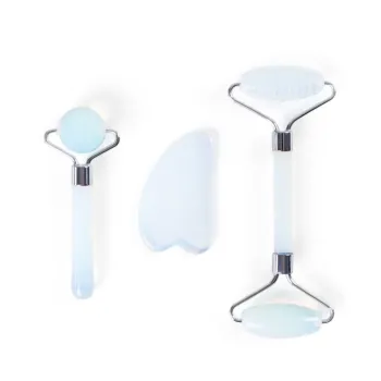 Set instrument de masaj cu rola Astral, Homla, 3 piese, 17x14.5x3.5 cm, jad, albastru imagine