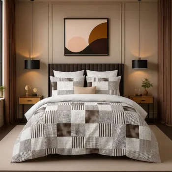 Set lenjerie de pat pentru o persoana Single XL (DE), 2 piese, L'essentiel Maison, Cocoa, Maro / Bej imagine