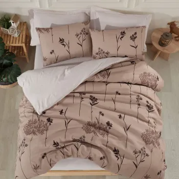 Set lenjerie de pat pentru o persoana Single XL (DE), 2 piese, L'essentiel Maison, Efil, 65% bumbac/35% poliester, Maro imagine