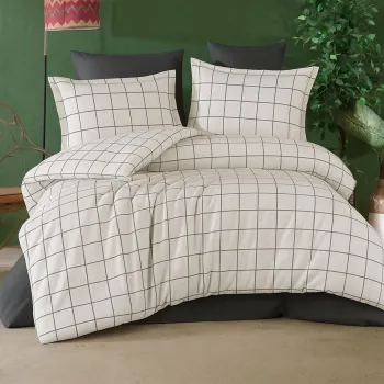 Set lenjerie de pat pentru o persoana Single XL (DE), 2 piese, L'essentiel Maison, Graph, Alb imagine