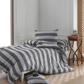 Set lenjerie de pat pentru o persoana Single XL (DE), 2 piese, L'essentiel Maison, Max Yollu Saten, Bumbac;Poliester, Negru imagine