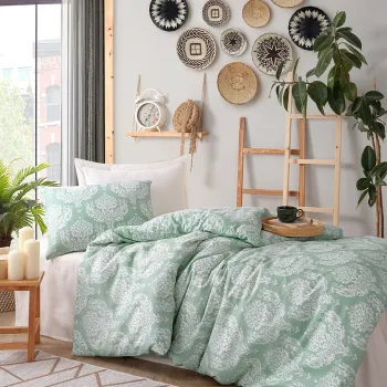 Set lenjerie de pat pentru o persoana Single XL (DE), 2 piese, L'essentiel Maison, Post, Apa Verde imagine