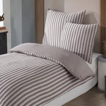 Set lenjerie de pat pentru o persoana Single XL (DE), 2 piese, L'essentiel Maison, Road Potlu, Bumbac;Poliester, Maro imagine