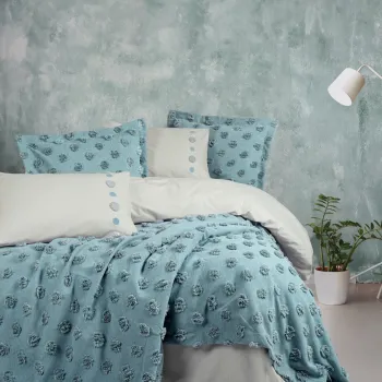 Set lenjerie de pat si cuvertura dubla, Aldo - Mint, Cotton Box, Bumbac imagine