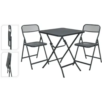 Set masa cu scaune pliabile Heinner, 60x60 cm/43x48x81 cm, otel, gri imagine