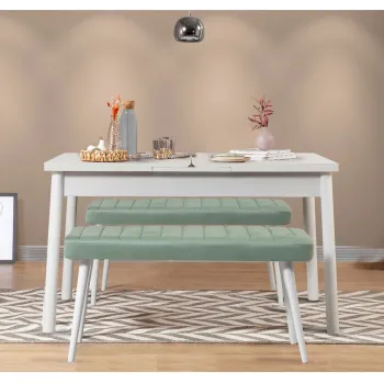 Set masa extensibila si 2 banci, Vella, Santiago 0400, PAL, Alb/Verde imagine