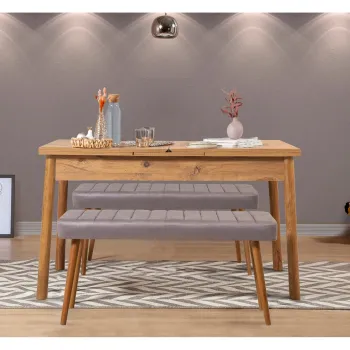 Set masa extensibila si 2 banci, Vella, Santiago 0701, PAL, Pin Atlantic / Gri imagine