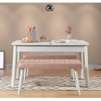 Set masa extensibila si 2 banci, Vella, Santiago 0900, PAL, Alb / Piatra imagine