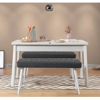 Set masa extensibila si 2 banci, Vella, Santiago 1053, PAL, Alb / Antracit imagine