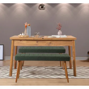 Set masa extensibila si 2 banci, Vella, Santiago 1070, PAL, Pin Atlantic / Verde imagine