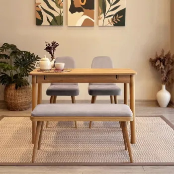 Set masa extensibila si 4 scaune, Vella, Vina Mini 01 0701, PAL, Stejar / Gri Soho imagine