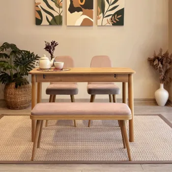 Set masa extensibila si 4 scaune, Vella, Vina Mini 01 0900, PAL, Stejar / Piatra imagine