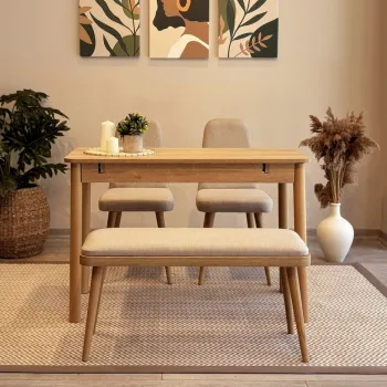 Set masa extensibila si 4 scaune, Vella, Vina Mini 01 1005, PAL, Stejar / Crem imagine