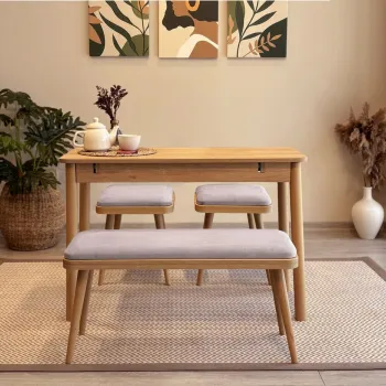 Set masa extensibila si 4 scaune, Vella, Vina Mini 04 0701, PAL, Stejar / Gri Soho imagine