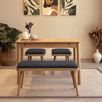 Set masa extensibila si 4 scaune, Vella, Vina Mini 04 1053, PAL, Stejar / Antracit imagine