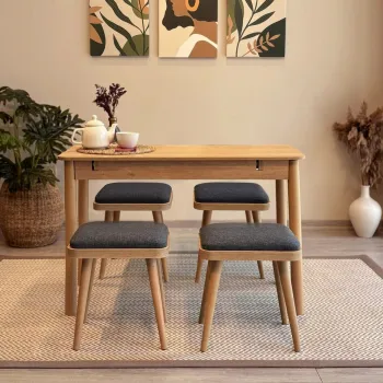 Set masa extensibila si 4 scaune, Vella, Vina Mini 05 1053, PAL, Stejar / Antracit imagine