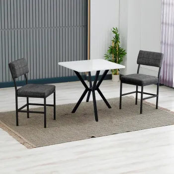 Set masa extensibila si scaune, 3 piese, Hanah Home, Dubai, Antracit/Alb imagine