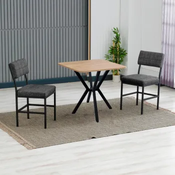 Set masa extensibila si scaune, 3 piese, Hanah Home, Dubai, Antracit / Nuc imagine