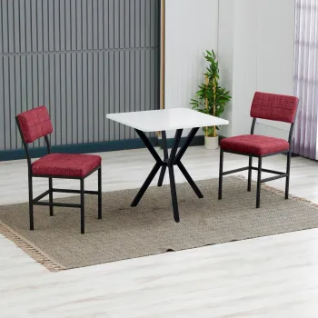 Set masa extensibila si scaune, 3 piese, Hanah Home, Dubai, Burgundia / Alb imagine