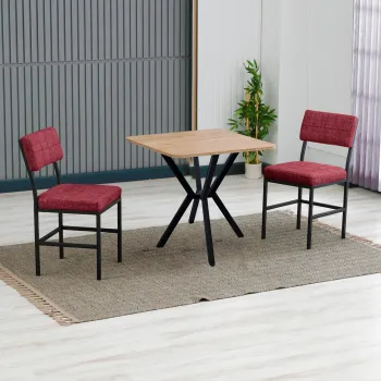 Set masa extensibila si scaune, 3 piese, Hanah Home, Dubai, Burgundia / Nuc imagine