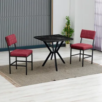 Set masa extensibila si scaune, 3 piese, Hanah Home, Dubai, Burgundiu / Negru imagine