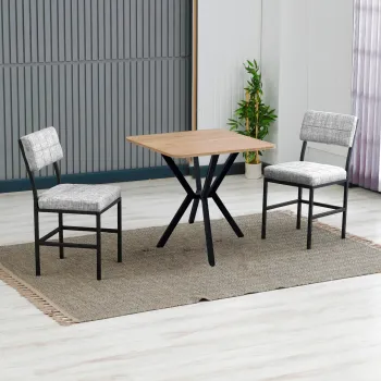 Set masa extensibila si scaune, 3 piese, Hanah Home, Dubai, Gri/Nuc imagine