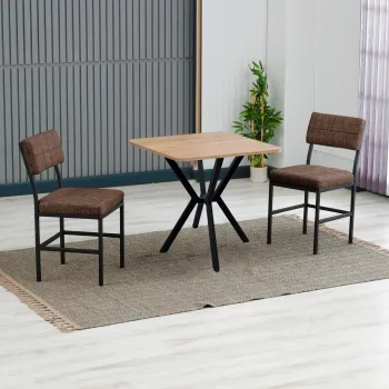 Set masa extensibila si scaune, 3 piese, Hanah Home, Dubai, Maro / Nuc imagine