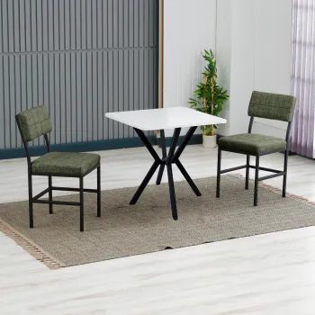 Set masa extensibila si scaune, 3 piese, Hanah Home, Dubai, Verde/Alb imagine