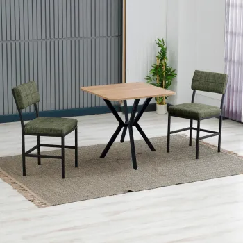 Set masa extensibila si scaune, 3 piese, Hanah Home, Dubai, Verde / Nuc imagine