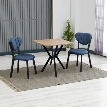 Set masa extensibila si scaune, 3 piese, Hanah Home, Elma, Albastru marin / Nuc imagine