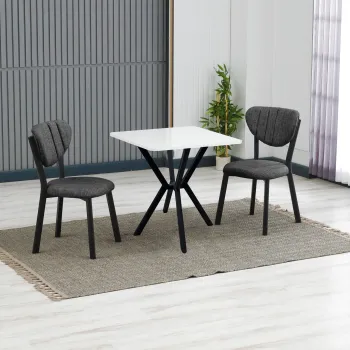 Set masa extensibila si scaune, 3 piese, Hanah Home, Elma, Antracit/Alb imagine