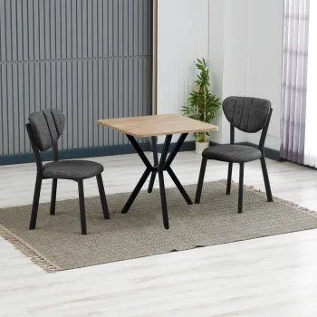 Set masa extensibila si scaune, 3 piese, Hanah Home, Elma, Antracit / Nuc imagine