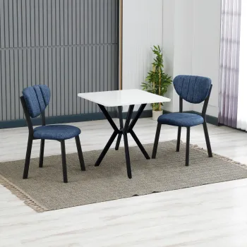 Set masa extensibila si scaune, 3 piese, Hanah Home, Elma, Bleumarin/Alb imagine