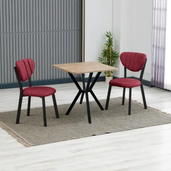 Set masa extensibila si scaune, 3 piese, Hanah Home, Elma, Burgundia / Nuc imagine