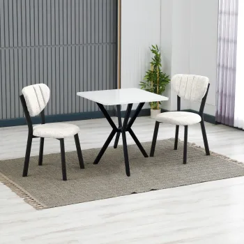 Set masa extensibila si scaune, 3 piese, Hanah Home, Elma, Crem/Alb imagine