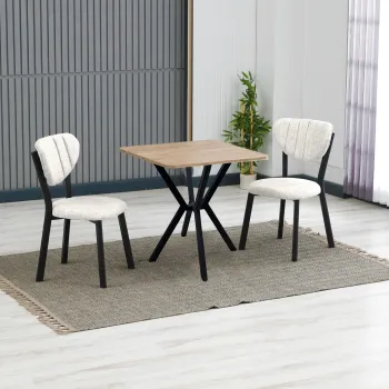 Set masa extensibila si scaune, 3 piese, Hanah Home, Elma, Crema/Nuca imagine