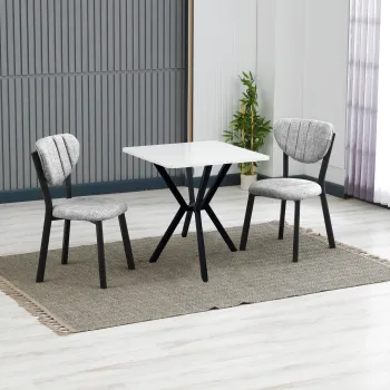 Set masa extensibila si scaune, 3 piese, Hanah Home, Elma, Gri/Alb imagine