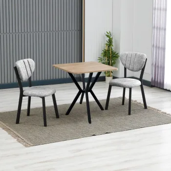 Set masa extensibila si scaune, 3 piese, Hanah Home, Elma, Gri/Nuc imagine