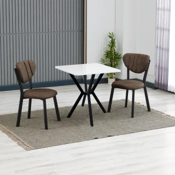 Set masa extensibila si scaune, 3 piese, Hanah Home, Elma, Maro/Alb imagine