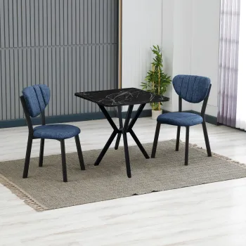 Set masa extensibila si scaune, 3 piese, Hanah Home, Elma, Navy Blue / Black imagine