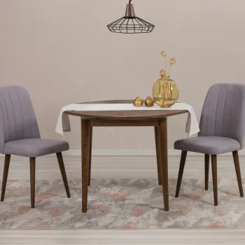 Set masa extensibila si scaune, 3 piese, Hanah Home, Vina 0701, Nuc / Gri imagine