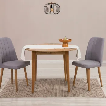 Set masa extensibila si scaune, 3 piese, Hanah Home, Vina 0701, Pin Atlantic / Gri imagine